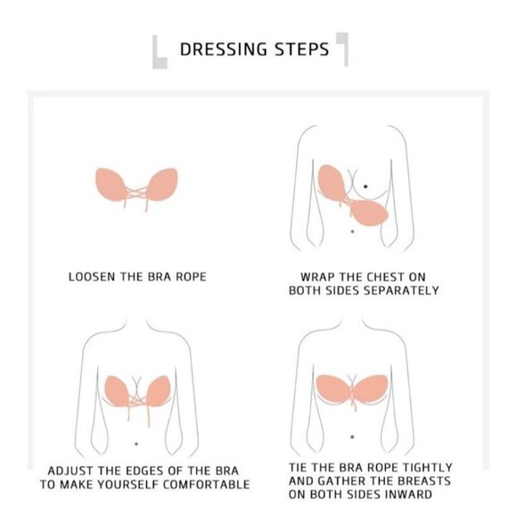 Women's Self-Adhesive Invisible Bra White/Beige Strapless Backless Push Up Bra B - Picture 9 of 14